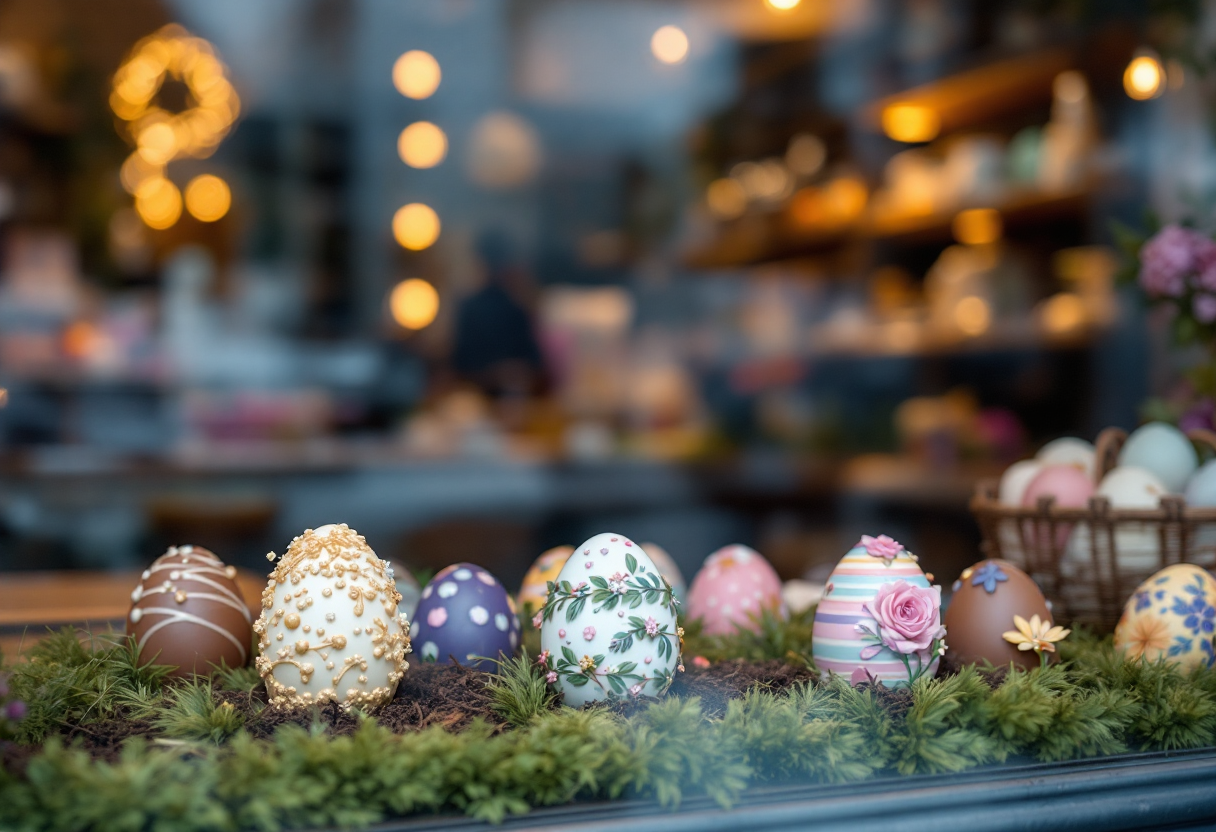 Uova di Pasqua artigianali decorate con colori vivaci