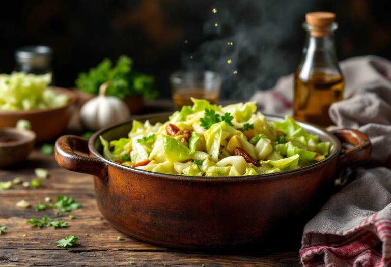 Verza stufata all'aceto, piatto tipico dell'Emilia Romagna