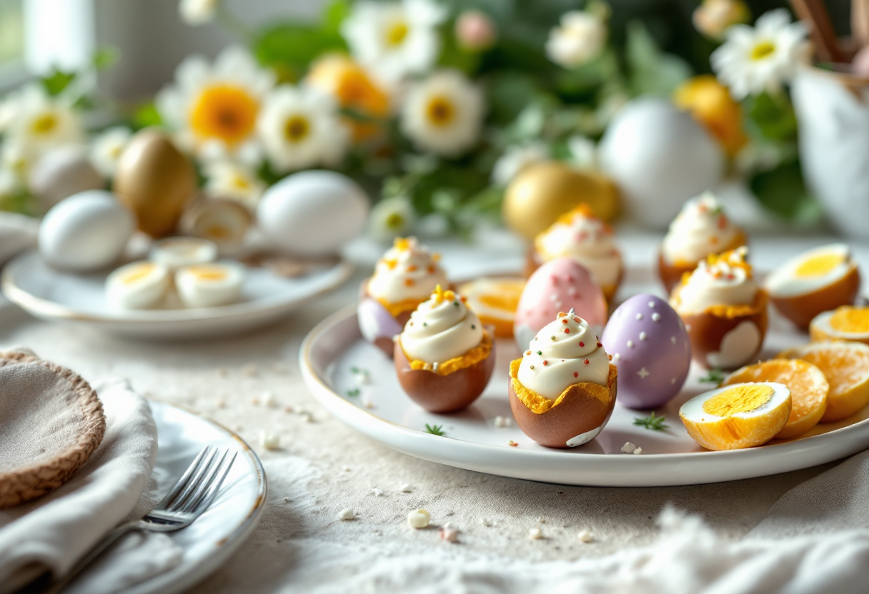Antipasti colorati con uova sode per la Pasqua