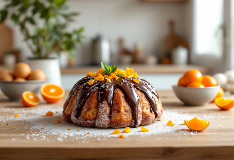 Colomba di Pasqua farcita con crema e decorazioni