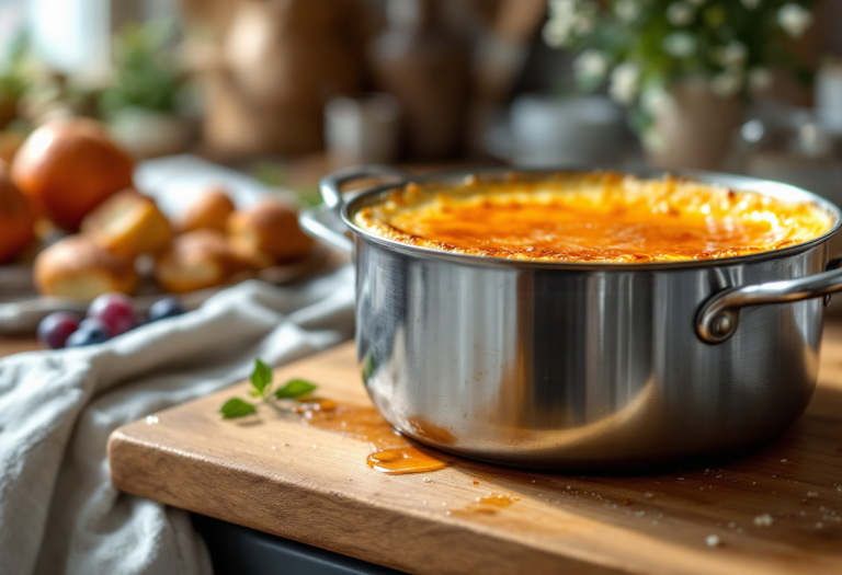 Crema cotta fritta servita su un piatto decorato