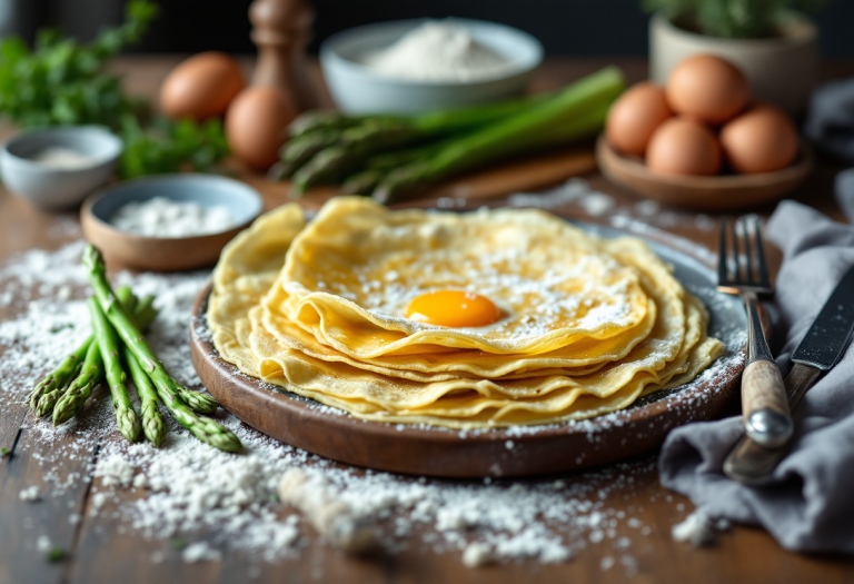 Crespelle farcite con asparagi freschi e formaggio