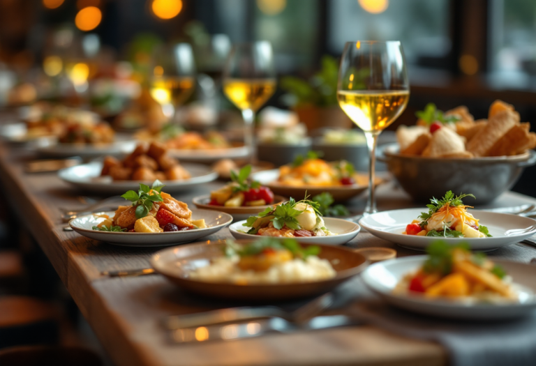 Piatto gourmet di Massimo Bottura all'evento Vinitaly 2025