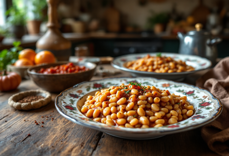 Piatto di fagioli alla Bud Spencer con ingredienti freschi