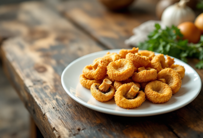 Deliziosi funghi fritti croccanti serviti come antipasto