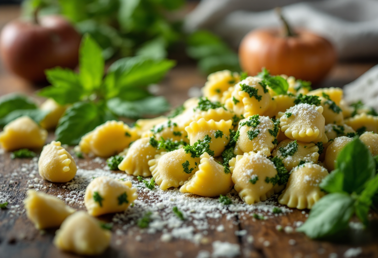 Deliziosi gnocchi al pesto serviti in un piatto