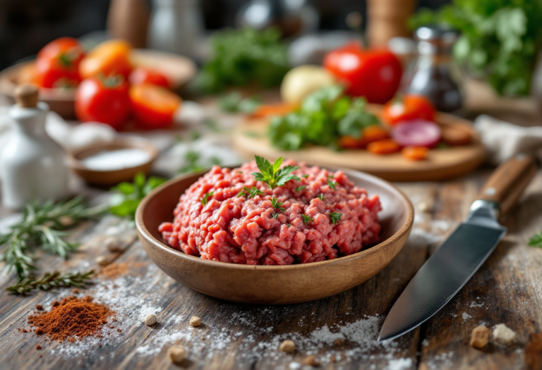 Deliziosi hamburger di carne aromatizzati pronti da servire