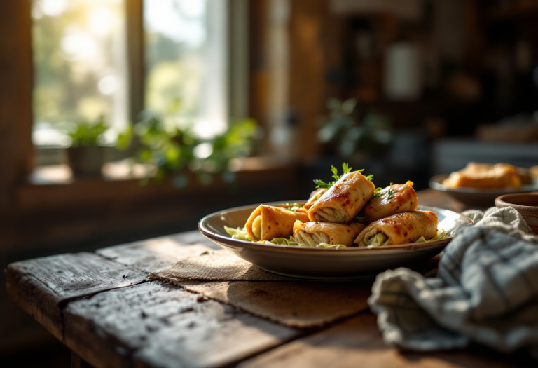 Involtini di verza ripieni di pollo succoso e spezie