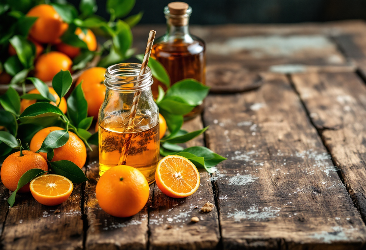 Preparazione del liquore al mandarino in cucina