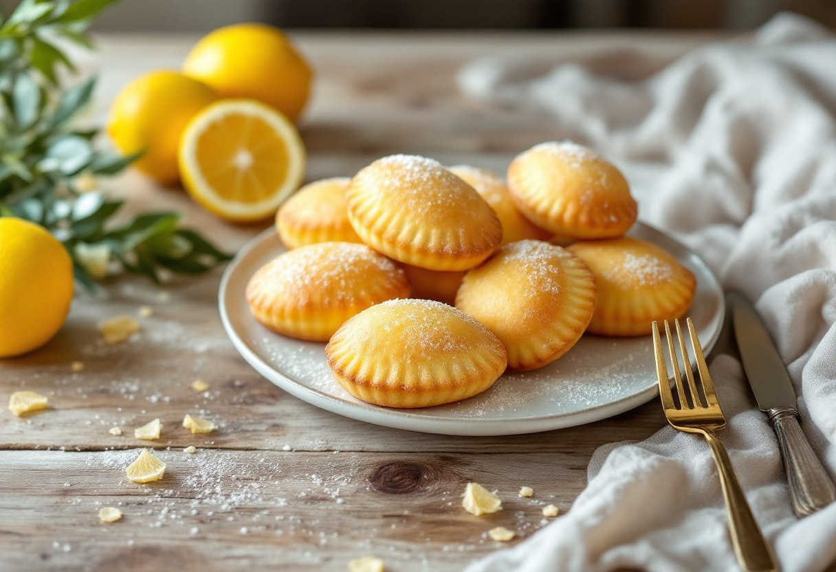 Madeleine al limone appena sfornate su un piatto