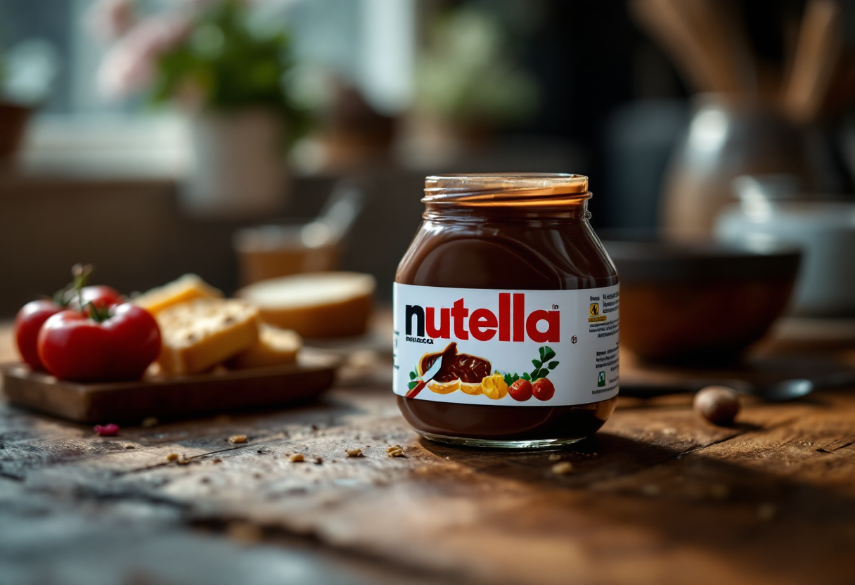 Barattolo di Nutella con sfondo italiano