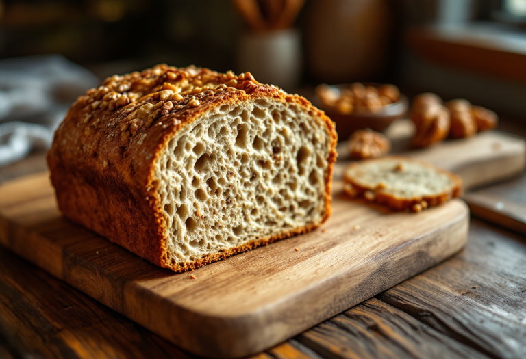Antipasto di pane alle noci con formaggio caprino