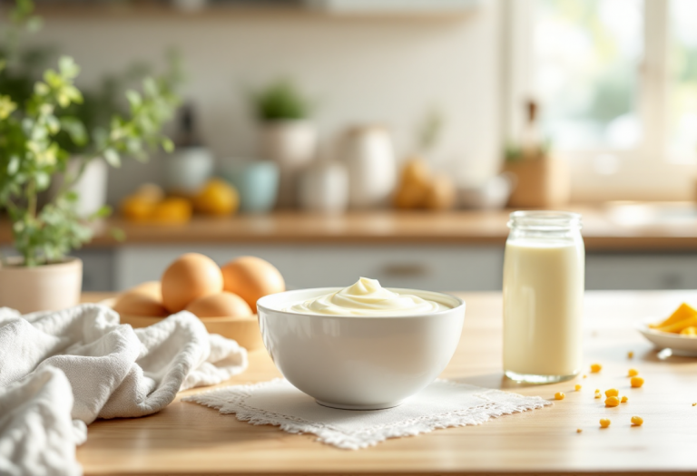 Preparazione della panna acida in cucina