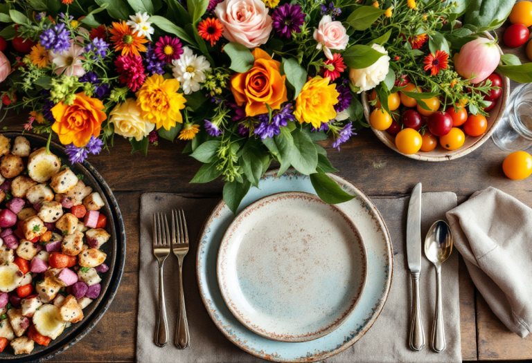 Delizioso menù vegetariano per Pasqua con piatti colorati