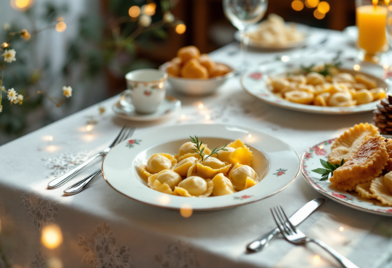 Pasta ripiena decorata per la Pasqua con ingredienti freschi