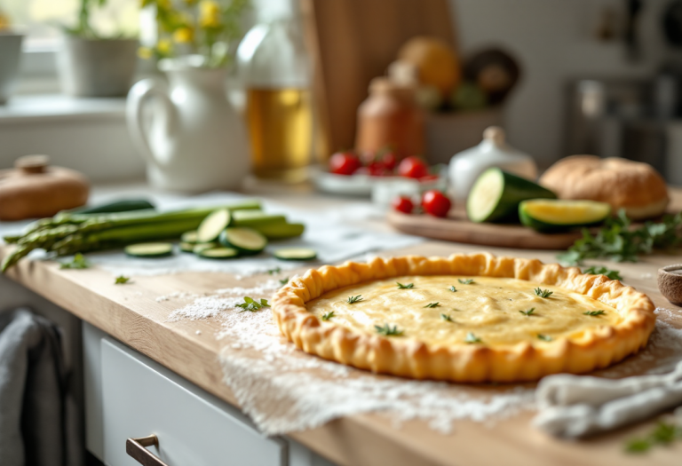 Pasticcio di asparagi e zucchine fresco e colorato