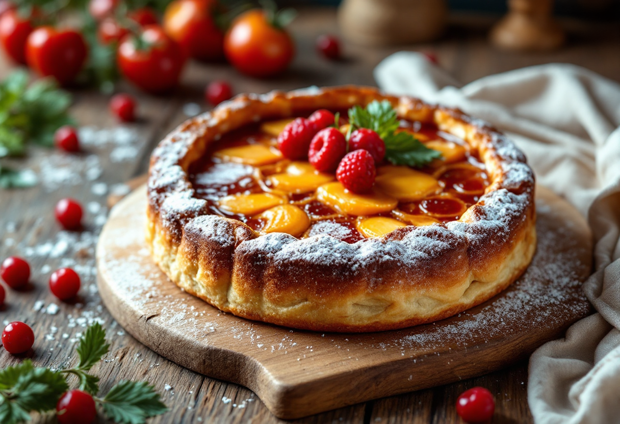 Fetta di pastiera napoletana su piatto decorato
