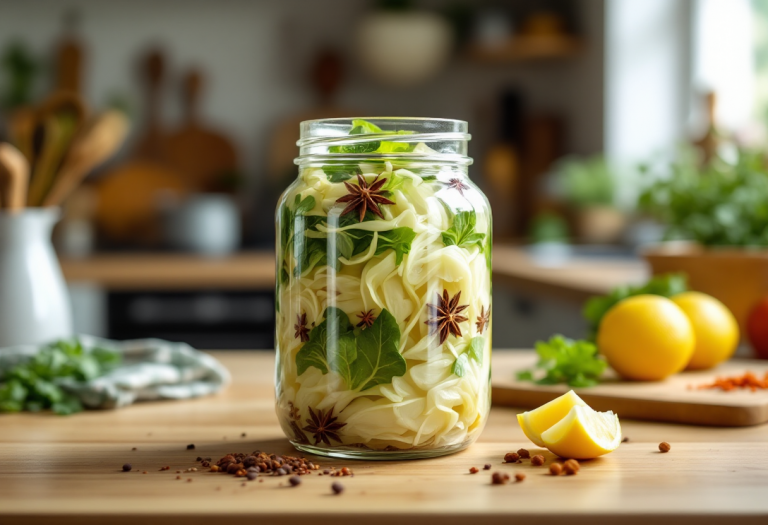 Crauti freschi preparati in casa con ingredienti naturali