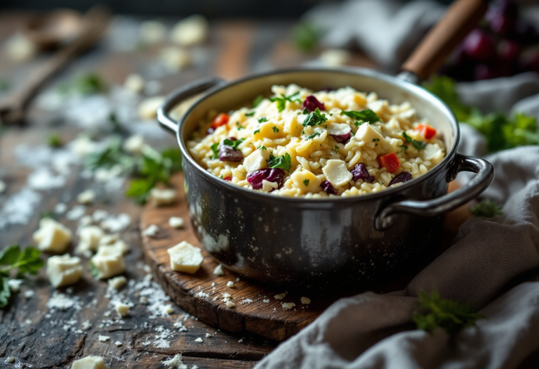 Piatto di risotto al radicchio e gorgonzola