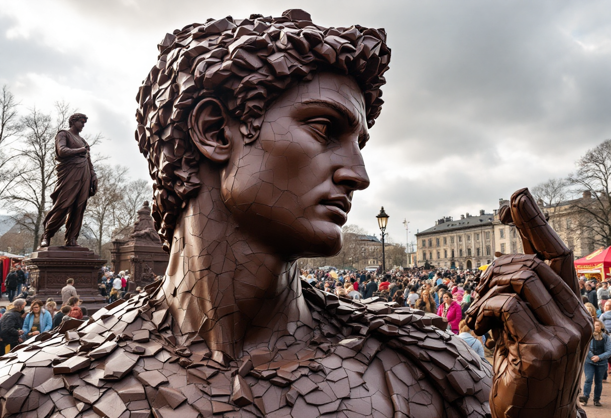 Scultura di cioccolato che rappresenta il David di Michelangelo