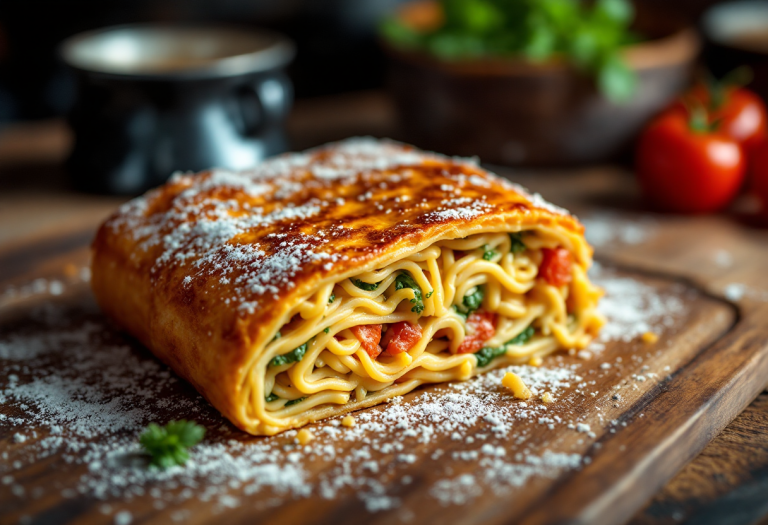 Un delizioso timballo di pasta pronto da servire
