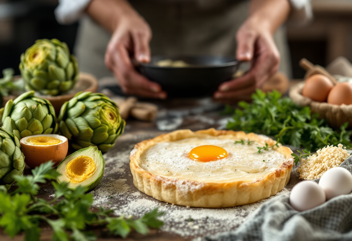 Torta pasqualina con carciofi e uova fresche