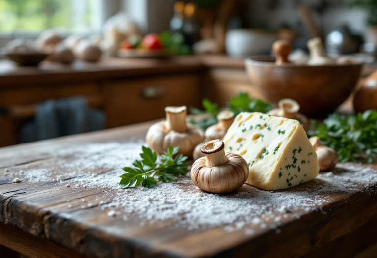 Torta salata con funghi pioppini e gorgonzola