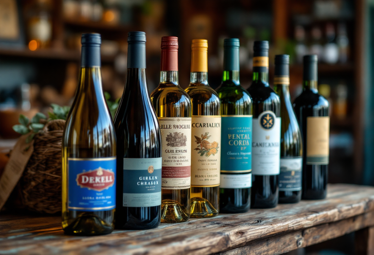 Bottiglie di vino con il tricolore italiano
