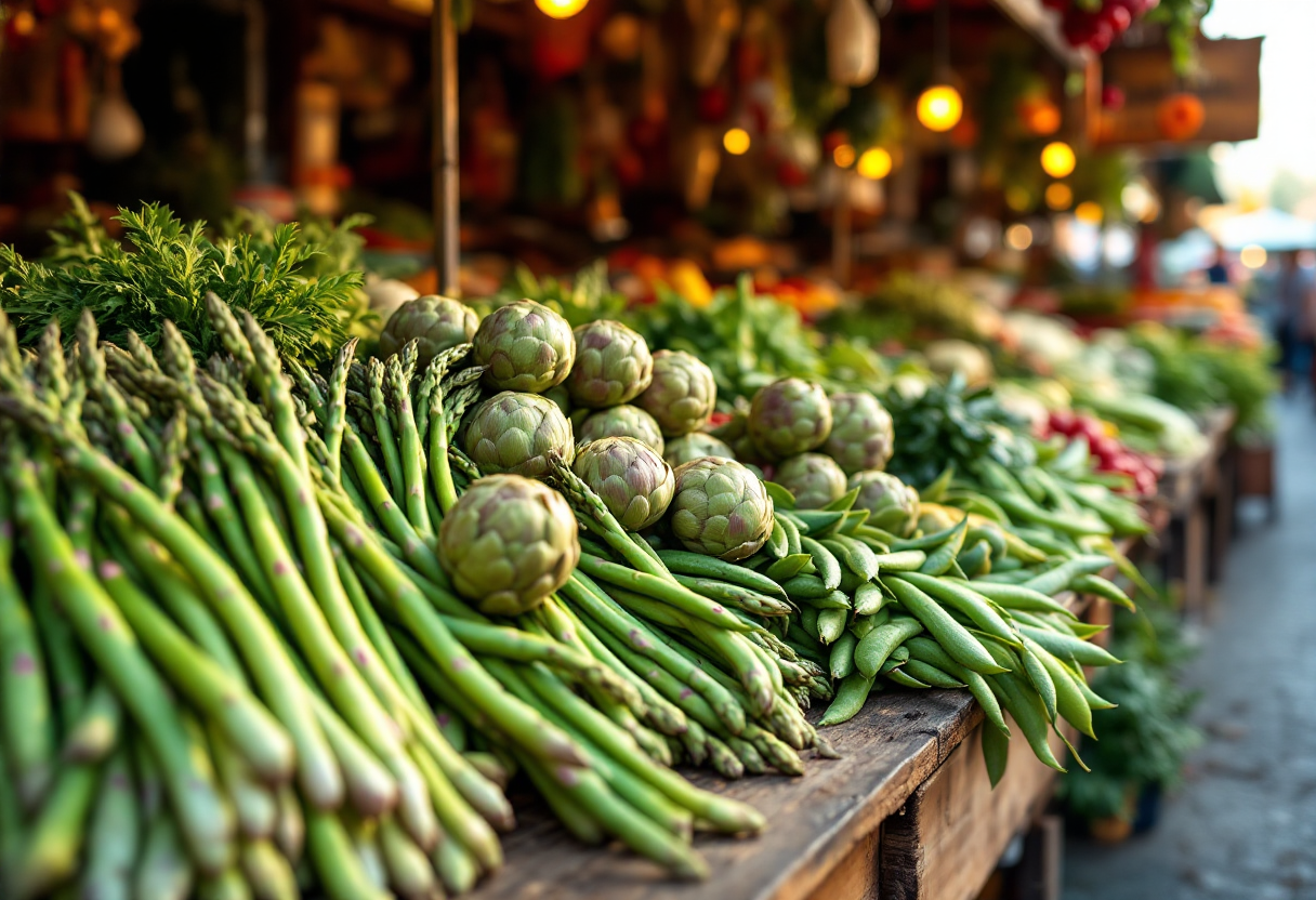 Varietà di verdure fresche di stagione ad aprile