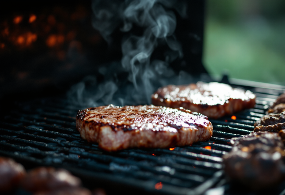 Bistecca succulenta alla griglia con contorni