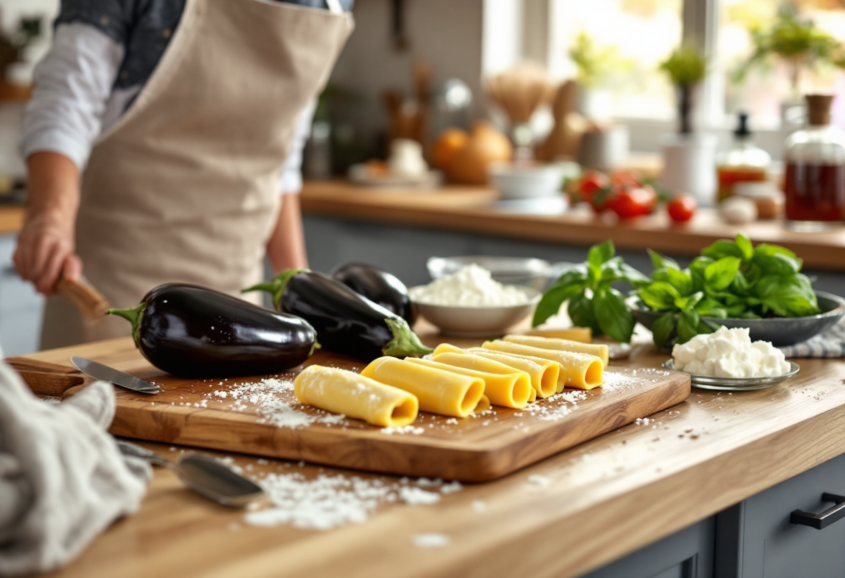 Cannelloni ripieni di melanzane e ricotta al forno