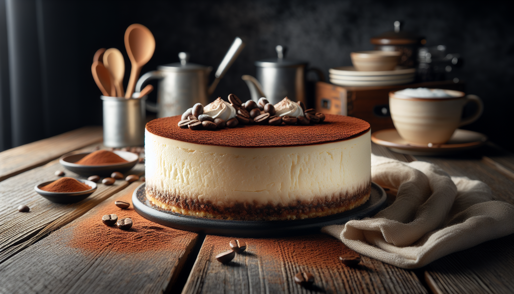 Deliziosa cheesecake al cappuccino con crema avvolgente