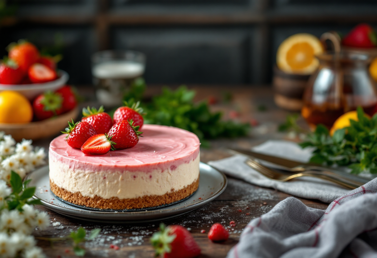 Deliziosa cheesecake alle fragole senza gelatina