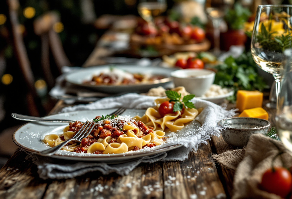 Piatto di chitarrina al ragù di agnello tipico abruzzese
