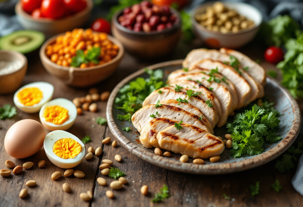 Varietà di cibi proteici per una dieta equilibrata