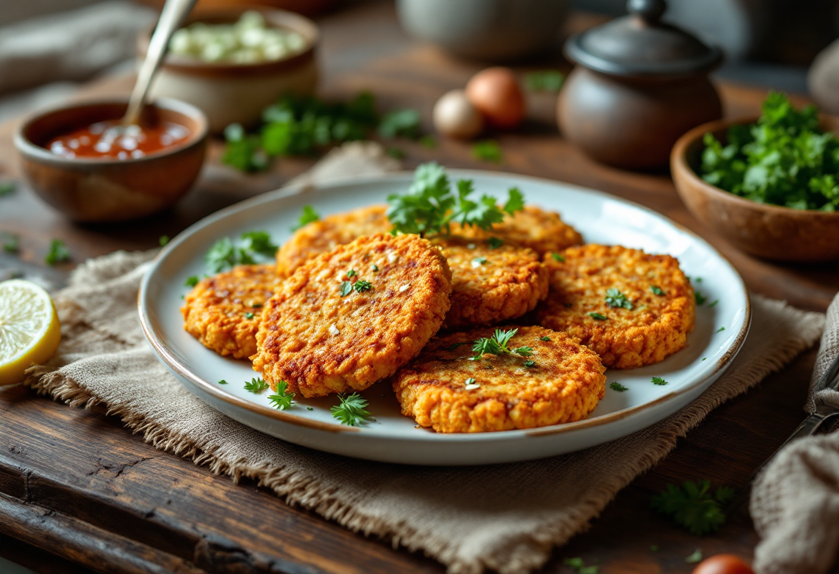 Cotolette vegetariane croccanti con verdure fresche
