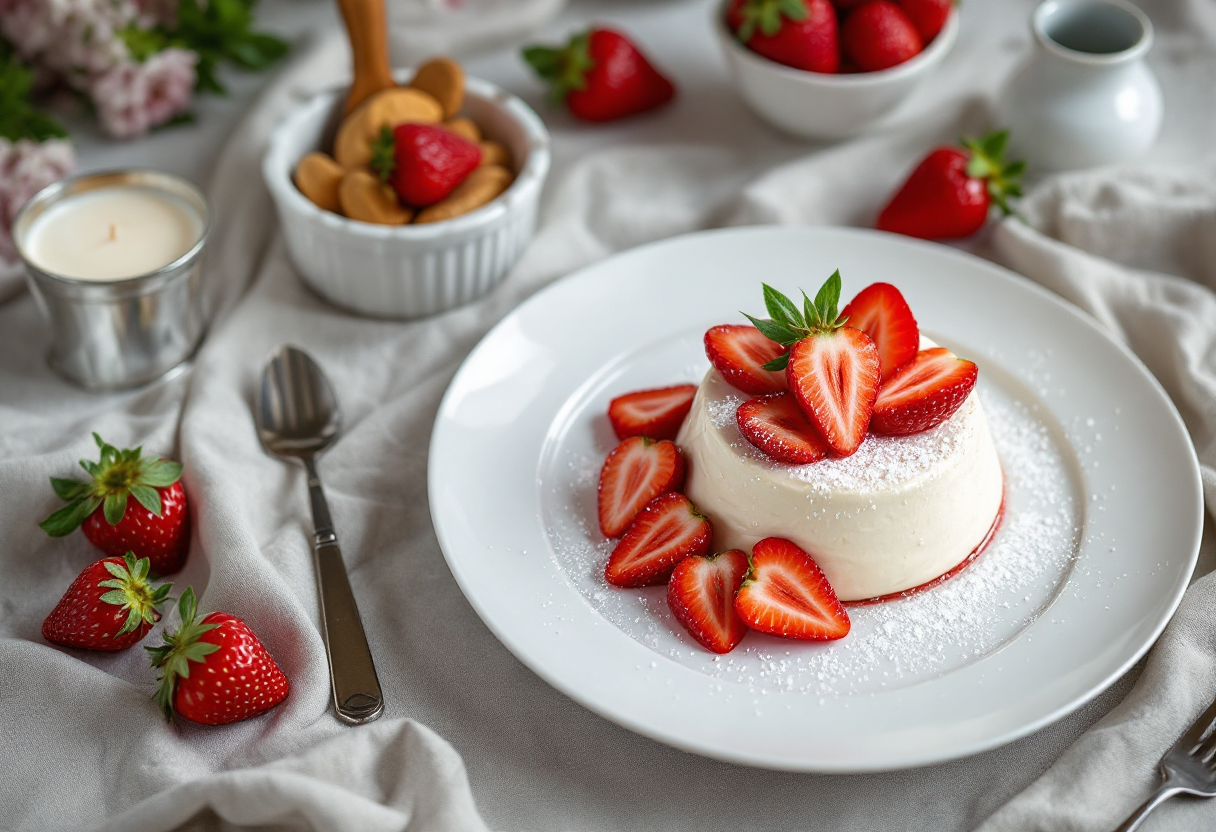 Deliziosa crema catalana con fragole fresche