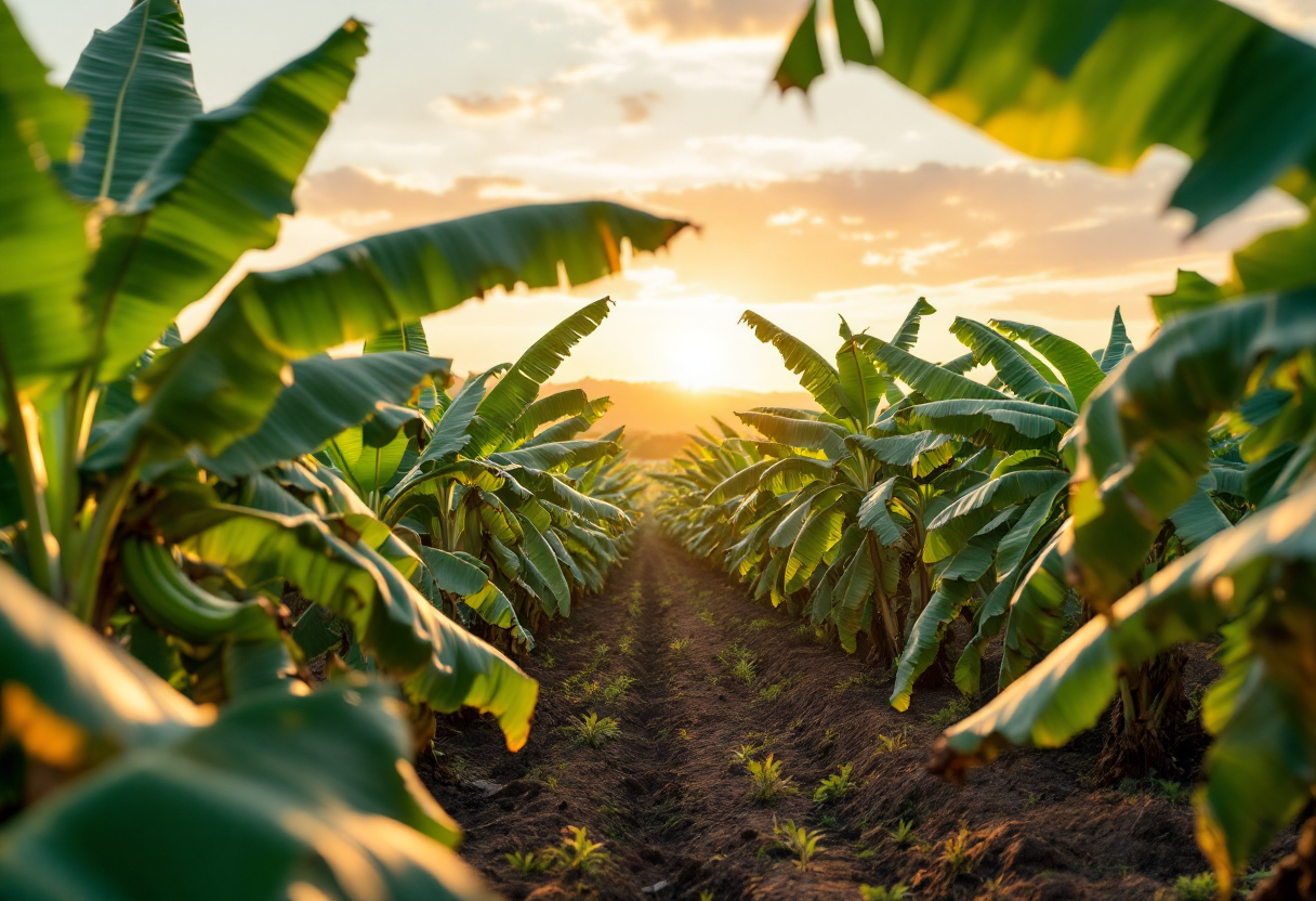Immagine che illustra la crisi climatica e le banane