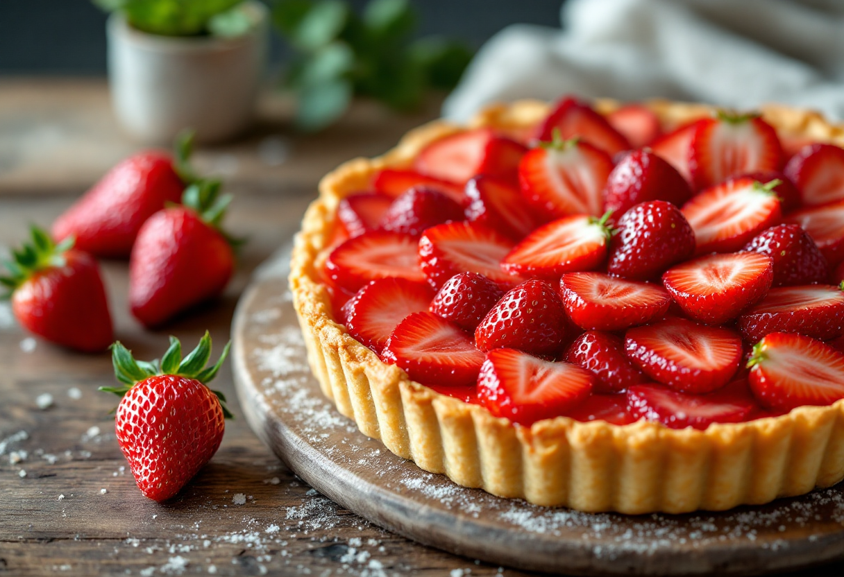 Crostata di fragole fresca e deliziosa
