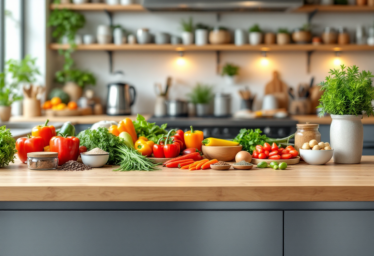 Piatto di cucina potenziativa con ingredienti freschi