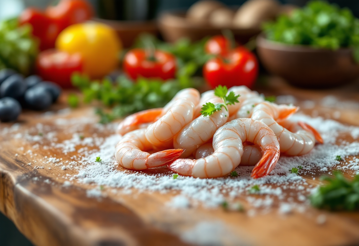 Gamberetti surgelati pronti per la cottura
