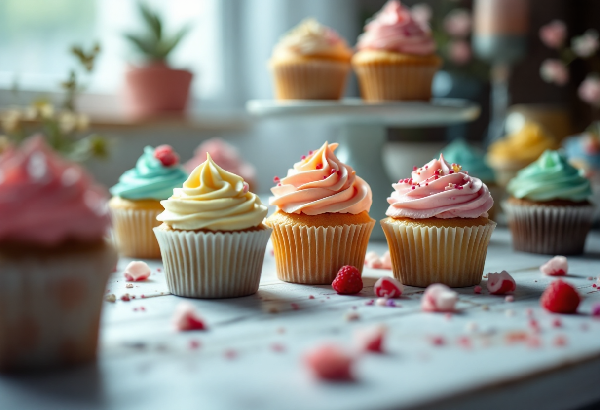 Deliziosi cupcake colorati decorati per bambini