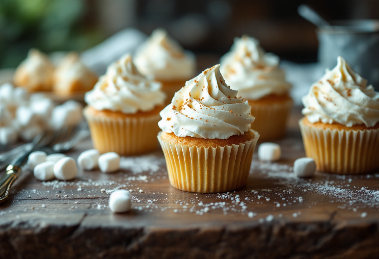 Deliziosi cupcake con marshmallow decorati per feste