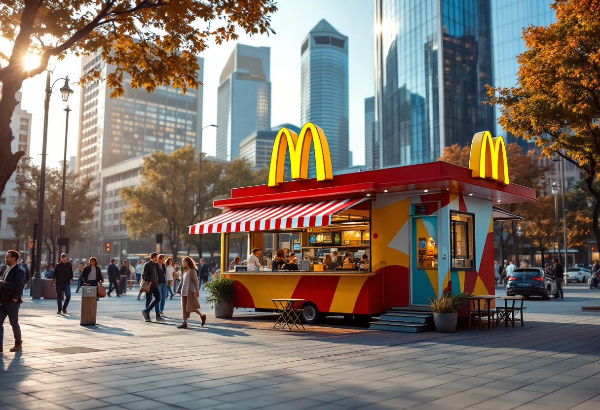Donald Trump mentre mangia fast food in un evento pubblico