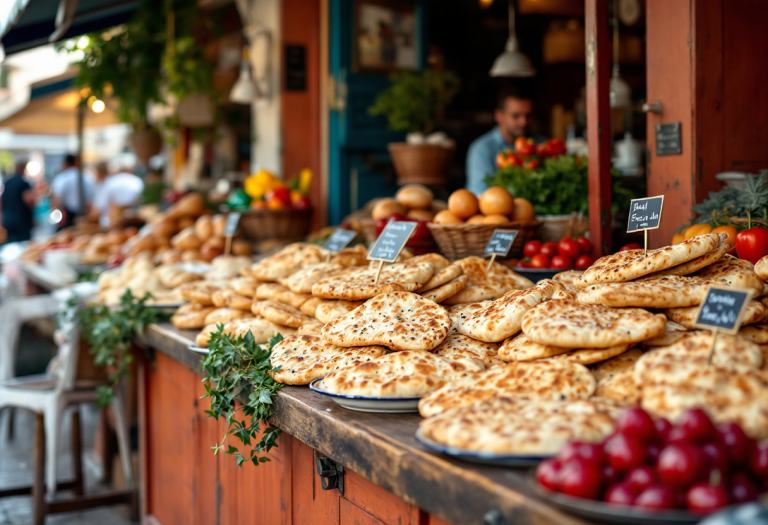 Focaccia di Recco durante la festa gastronomica