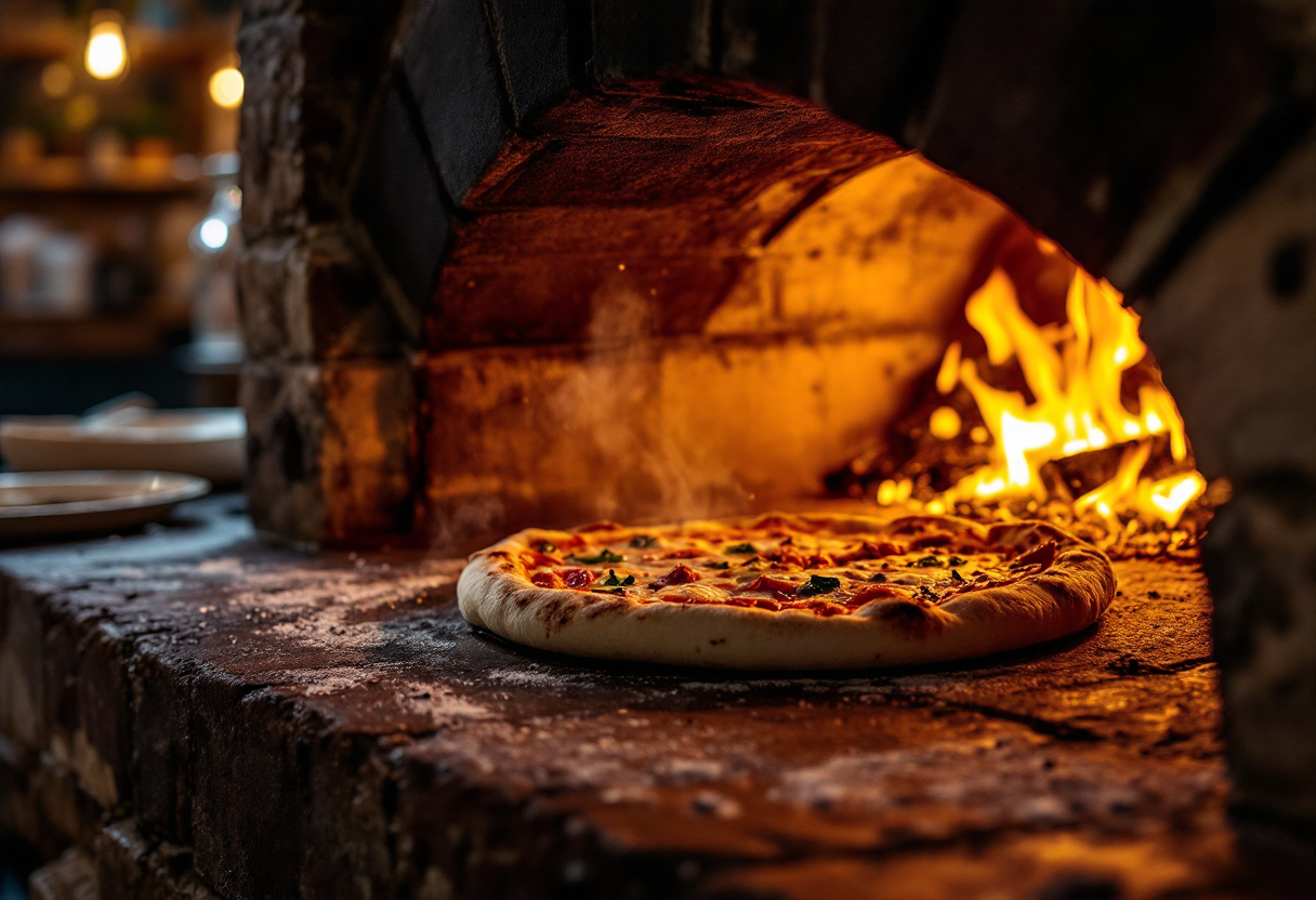 Franco Pepe mentre prepara una pizza con passione