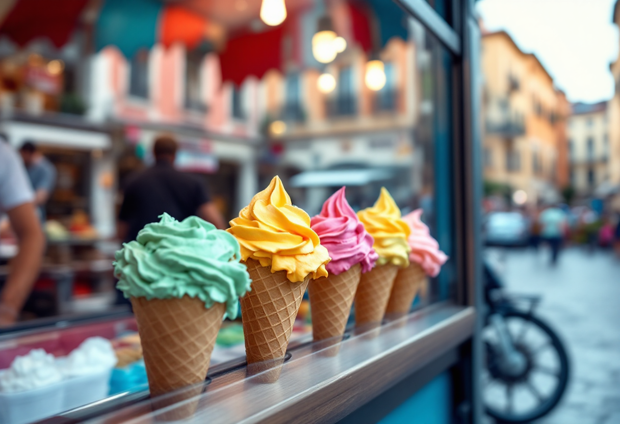 Gelato artigianale in una gelateria italiana