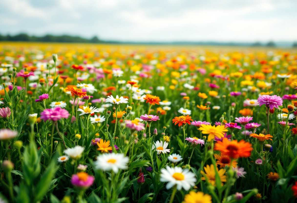 Api in volo su fiori colorati durante la giornata mondiale