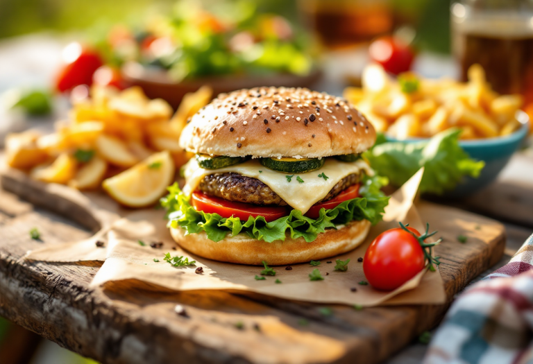 Delizioso hamburger vegetariano con ingredienti freschi