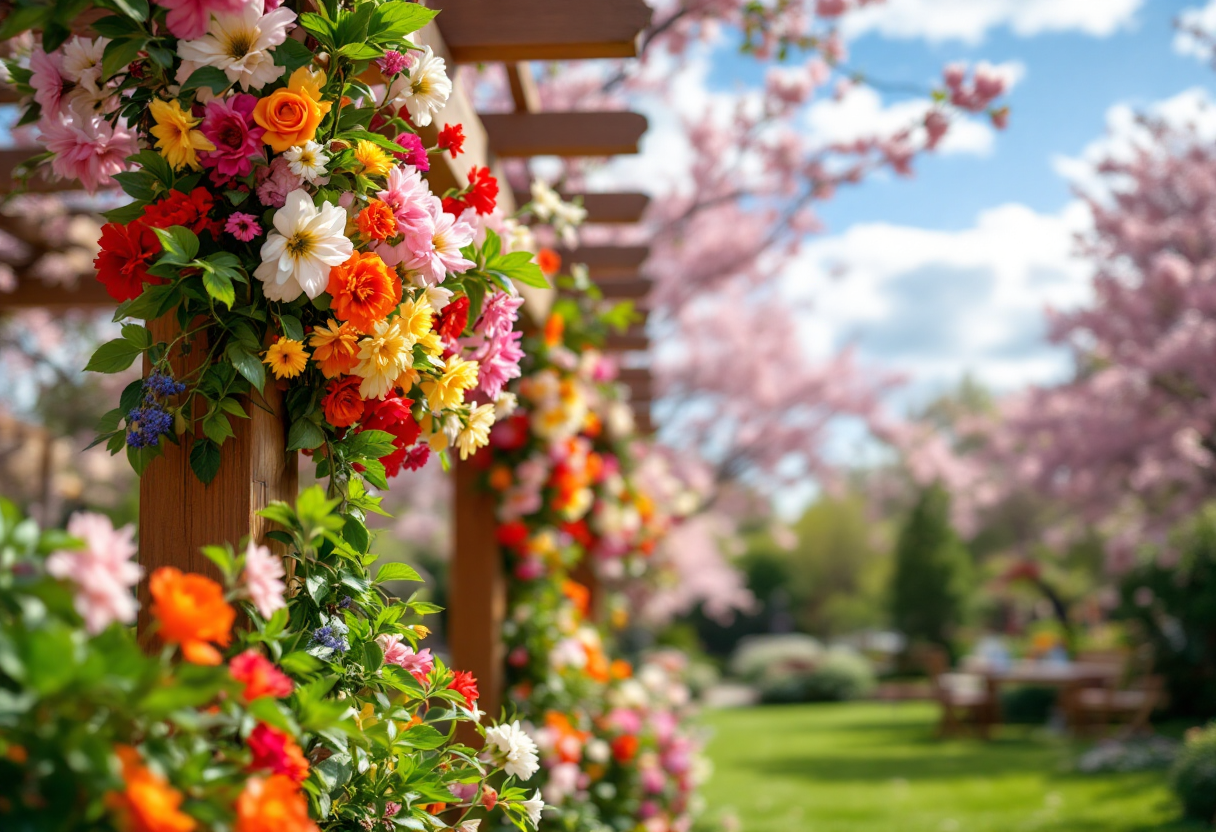 Decorazioni colorate per una festa primaverile in giardino